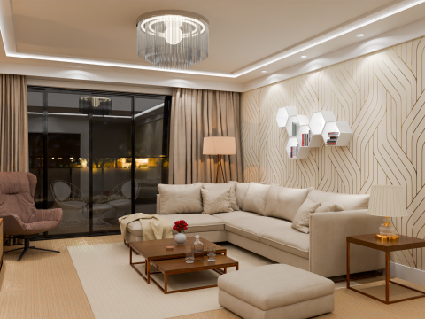 Modern Living Room Interior 3D Model