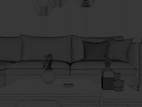 Modern Living Room Interior 3D Model