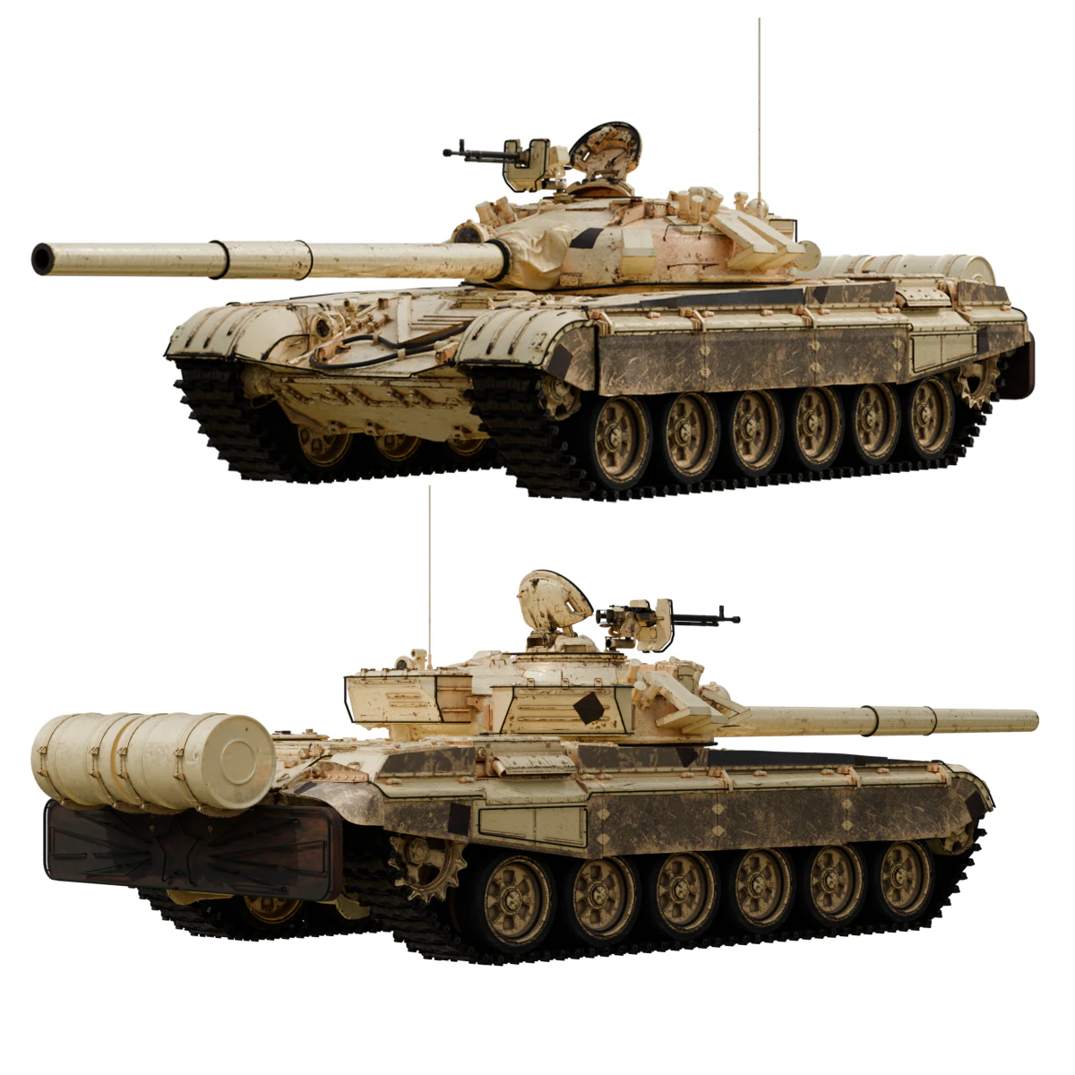T-72A戦車 3Dモデル .c4d .max .obj .3ds .fbx .stl .blend 