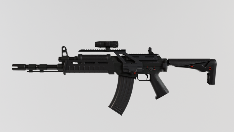 Assault rifle - Rigged 3D 모델 .c4d .max .obj .3ds .fbx .stl .blend