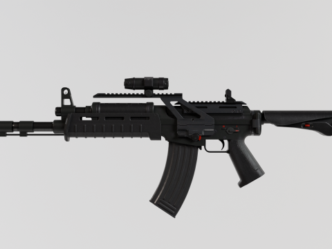 Assault rifle - Rigged 3D Model