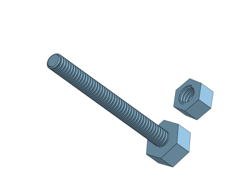 Screw - Hex Bolt and Nut 3D Принт Модель