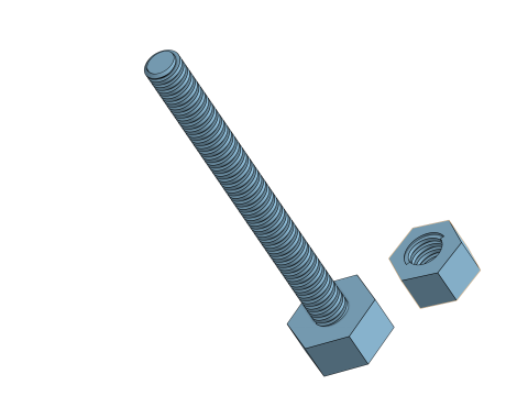 Screw - Hex Bolt and Nut Model do druku 3D