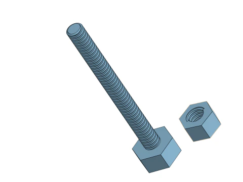 Screw - Hex Bolt and Nut 3D Print Model