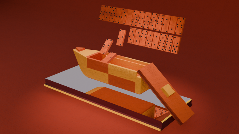 Wooden boat - domino 3Dモデル .c4d .max .obj .3ds .fbx .stl .blend