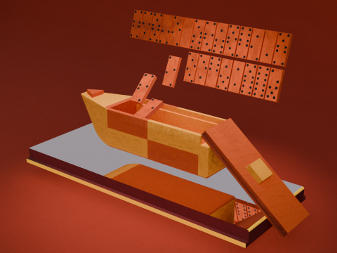 Wooden boat - domino 3D Model