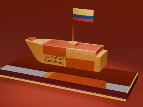 Wooden boat - domino 3Dモデル