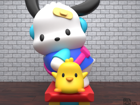 Pochacco Skateboarding Fanart 3D 모델
