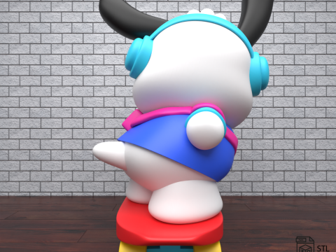 Pochacco Skateboarding Fanart 3D 모델