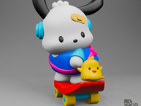 Pochacco Skateboarding Fanart 3D 모델