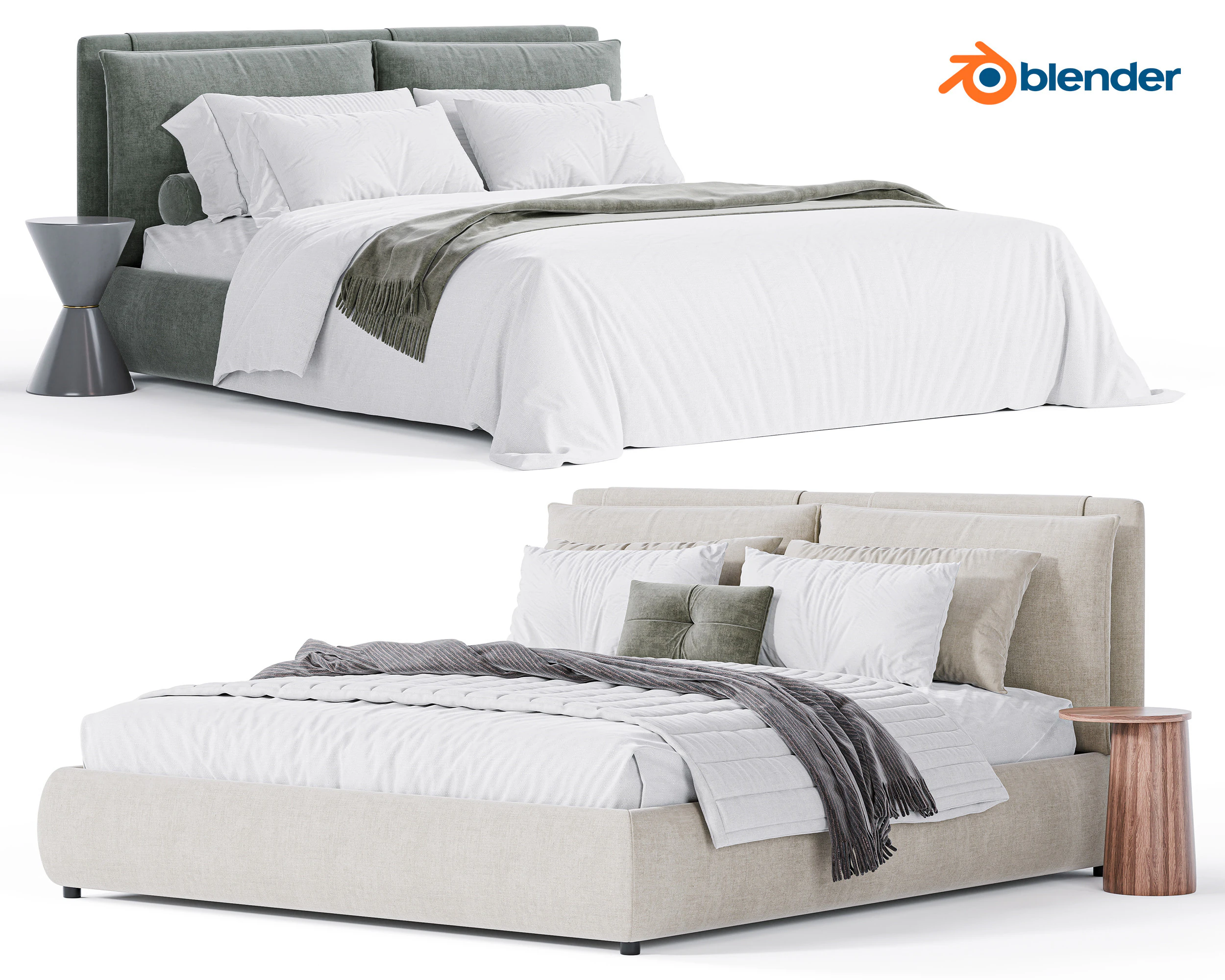 Blend Bed By Diotti 3D Model .c4d .max .obj .3ds .fbx .stl .blend 