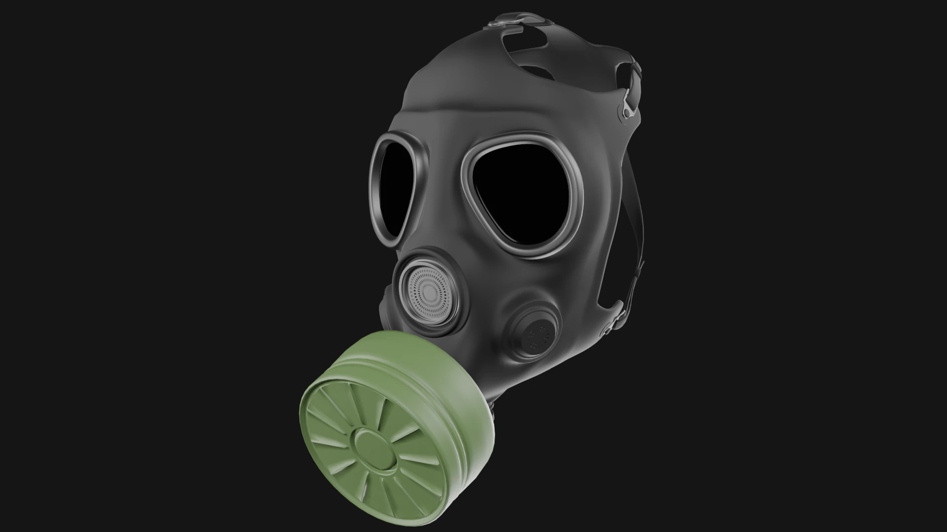Gas mask with filter 3D Model .c4d .max .obj .3ds .fbx .stl .blend 