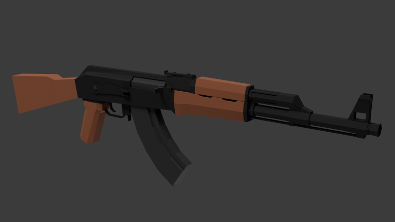 Ak-47 Lowpoly 3D Модель .c4d .max .obj .3ds .fbx .stl .blend 
