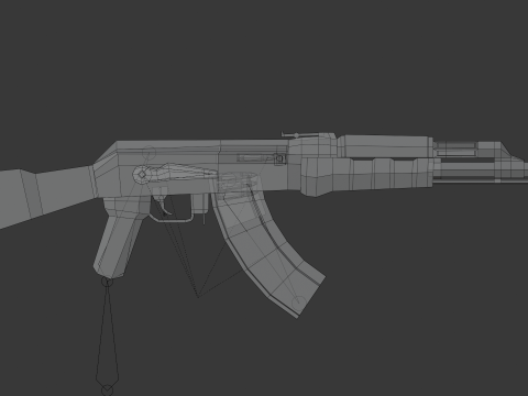 Ak-47 Lowpoly 3D Модель