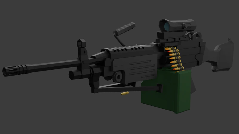 M249 D&uuml;ş&uuml;k Poli 3D Model .c4d .max .obj .3ds .fbx .stl .blend 