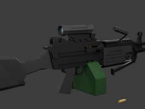M249 D&uuml;ş&uuml;k Poli 3D Model