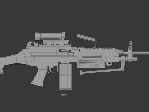 M249 D&uuml;ş&uuml;k Poli 3D Model