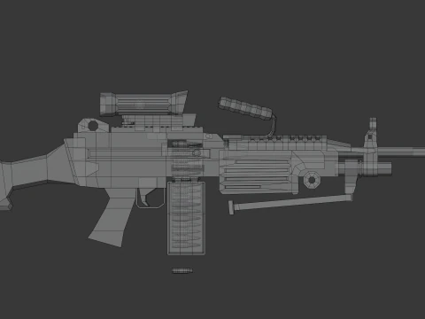 M249 D&uuml;ş&uuml;k Poli 3D Model