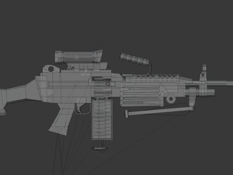 M249 D&uuml;ş&uuml;k Poli 3D Model