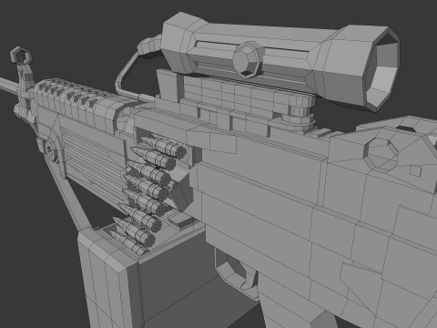 M249 D&uuml;ş&uuml;k Poli 3D Model