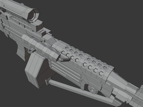 M249 D&uuml;ş&uuml;k Poli 3D Model