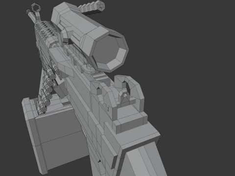 M249 D&uuml;ş&uuml;k Poli 3D Model