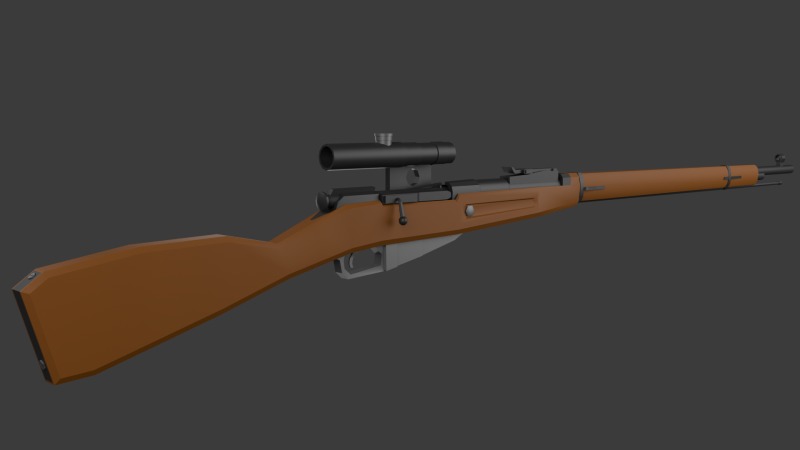 Mosin rifle Lowpoly 3D Модель .c4d .max .obj .3ds .fbx .stl .blend 