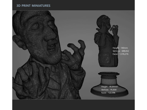 Bust Hitler 3D print model Modèles 3D en vedette