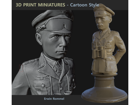 隆美尔半身像 3D 打印模型