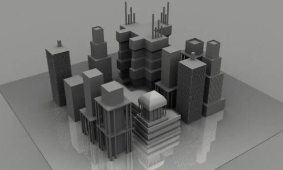 City Buildings 3D Model .c4d .max .obj .3ds .fbx .stl .blend 