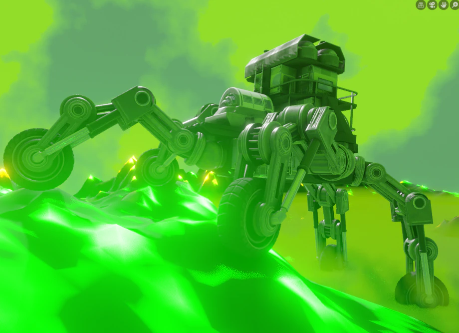 Five Wheeler with Radioactive Surrounding 3D Model .c4d .max .obj .3ds .fbx .stl .blend