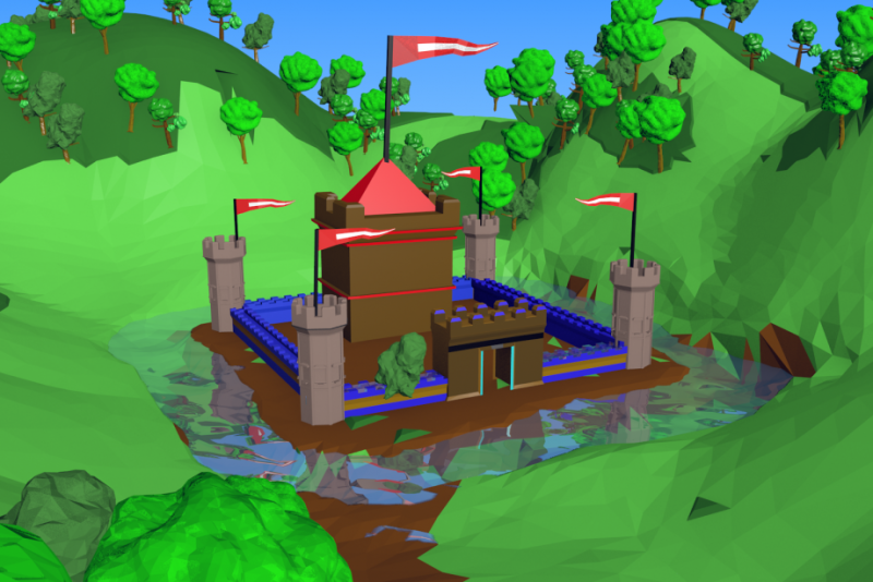 3D Castle 3D Модель .c4d .max .obj .3ds .fbx .stl .blend 