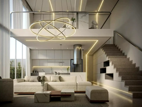 Modern Luxury Living Room 3D Model
