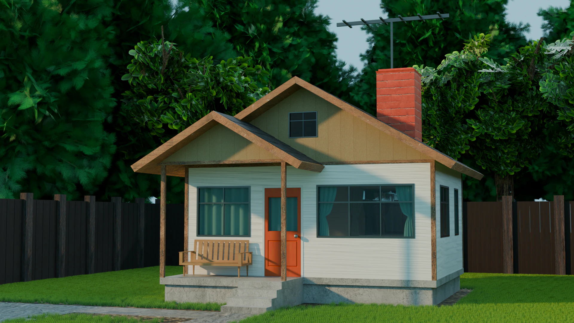Modern Home 3D Model .c4d .max .obj .3ds .fbx .stl .blend
