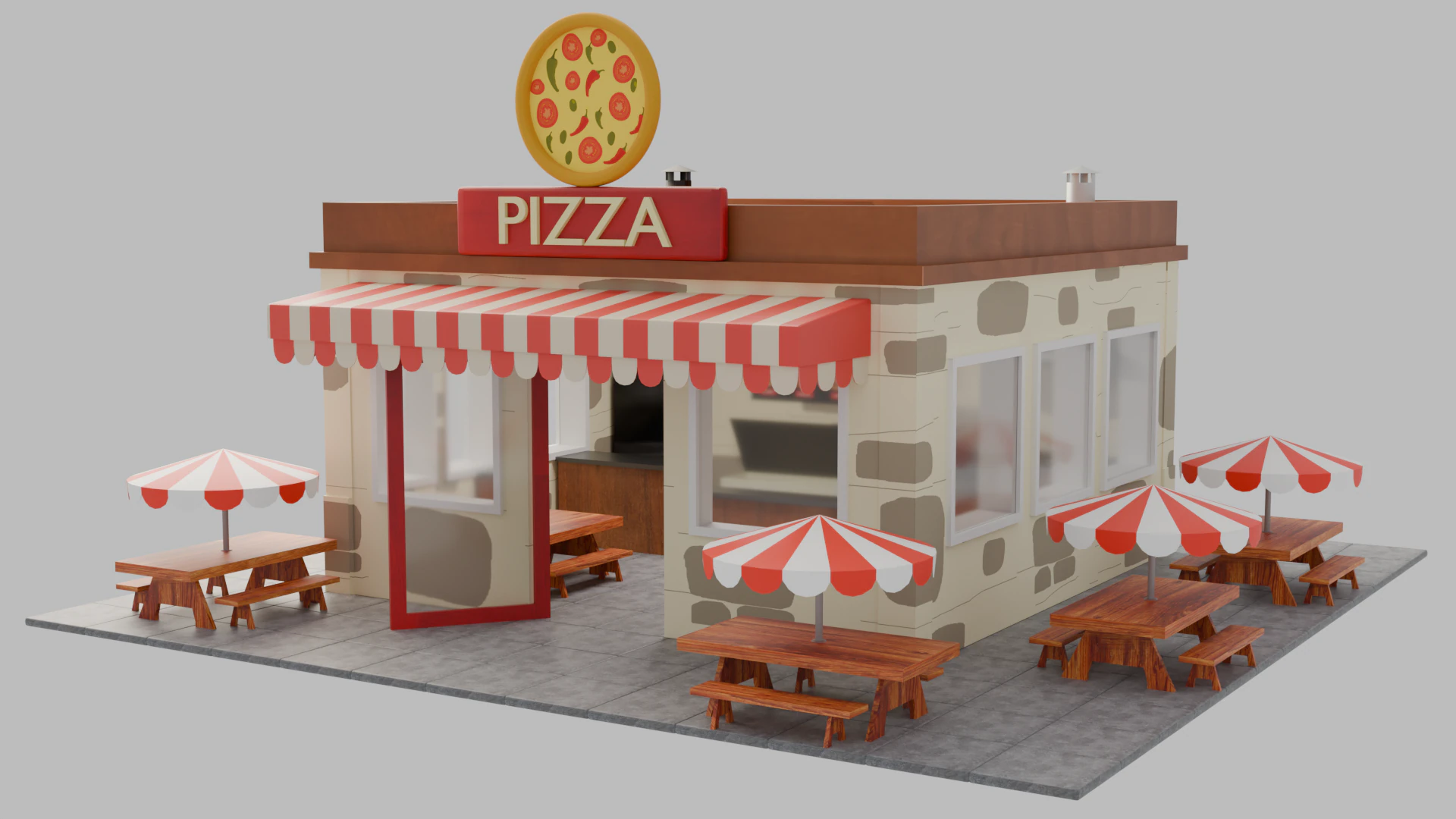 Pizza Parlor 3D Model .c4d .max .obj .3ds .fbx .stl .blend