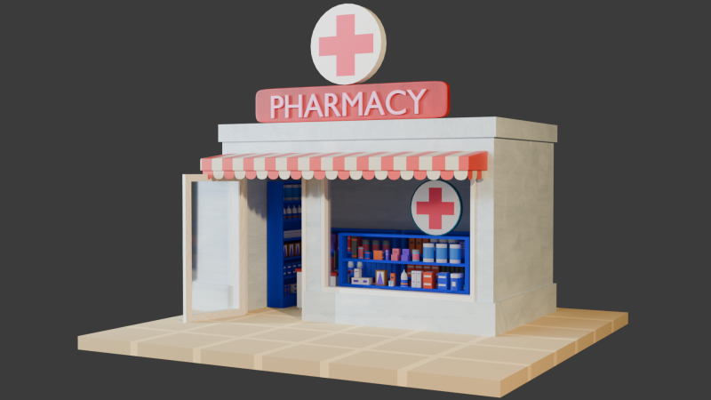 Medical Store 3D Model .c4d .max .obj .3ds .fbx .stl .blend