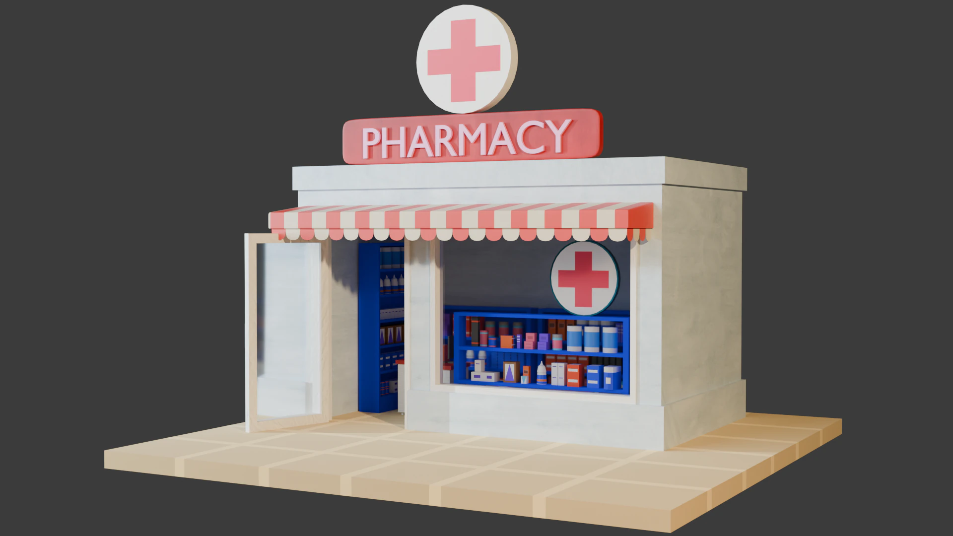 Medical Store 3D Model .c4d .max .obj .3ds .fbx .stl .blend 