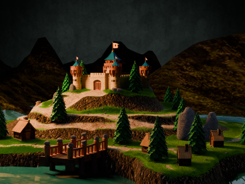 Medieval Stronghold And Village 3D-Modell