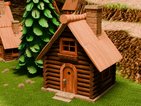 Средневековая крепость и деревня 3D Модель