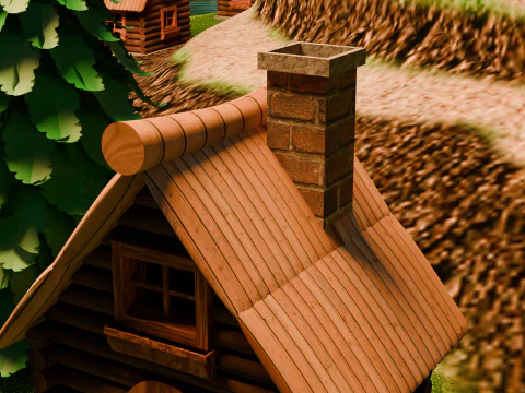 Средневековая крепость и деревня 3D Модель