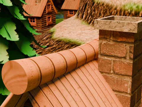 Средневековая крепость и деревня 3D Модель