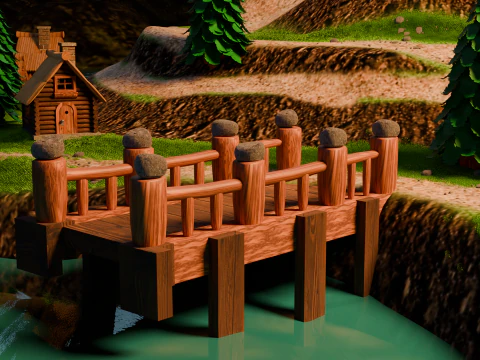 Средневековая крепость и деревня 3D Модель