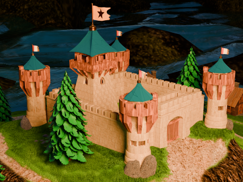 Medieval Stronghold And Village 3D 모델