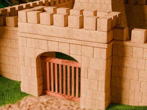 Средневековая крепость и деревня 3D Модель