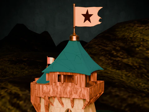 Средневековая крепость и деревня 3D Модель