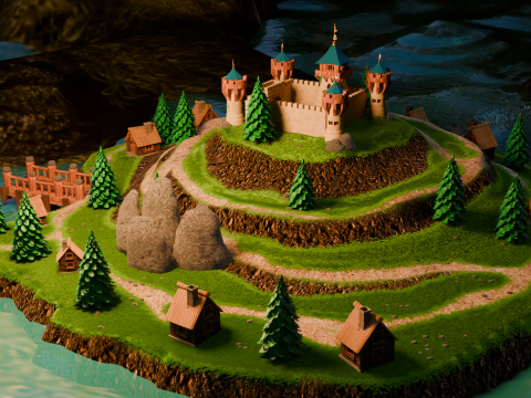 Medieval Stronghold And Village 3D 모델