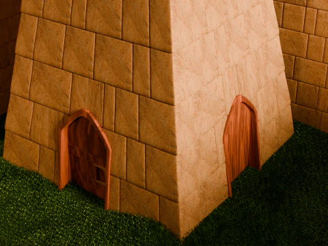 Средневековая крепость и деревня 3D Модель