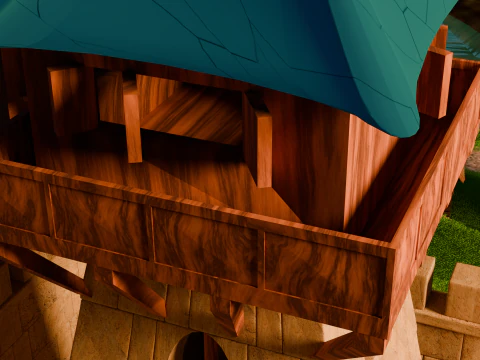 Средневековая крепость и деревня 3D Модель