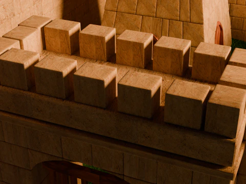 Средневековая крепость и деревня 3D Модель