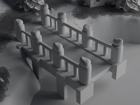 Средневековая крепость и деревня 3D Модель